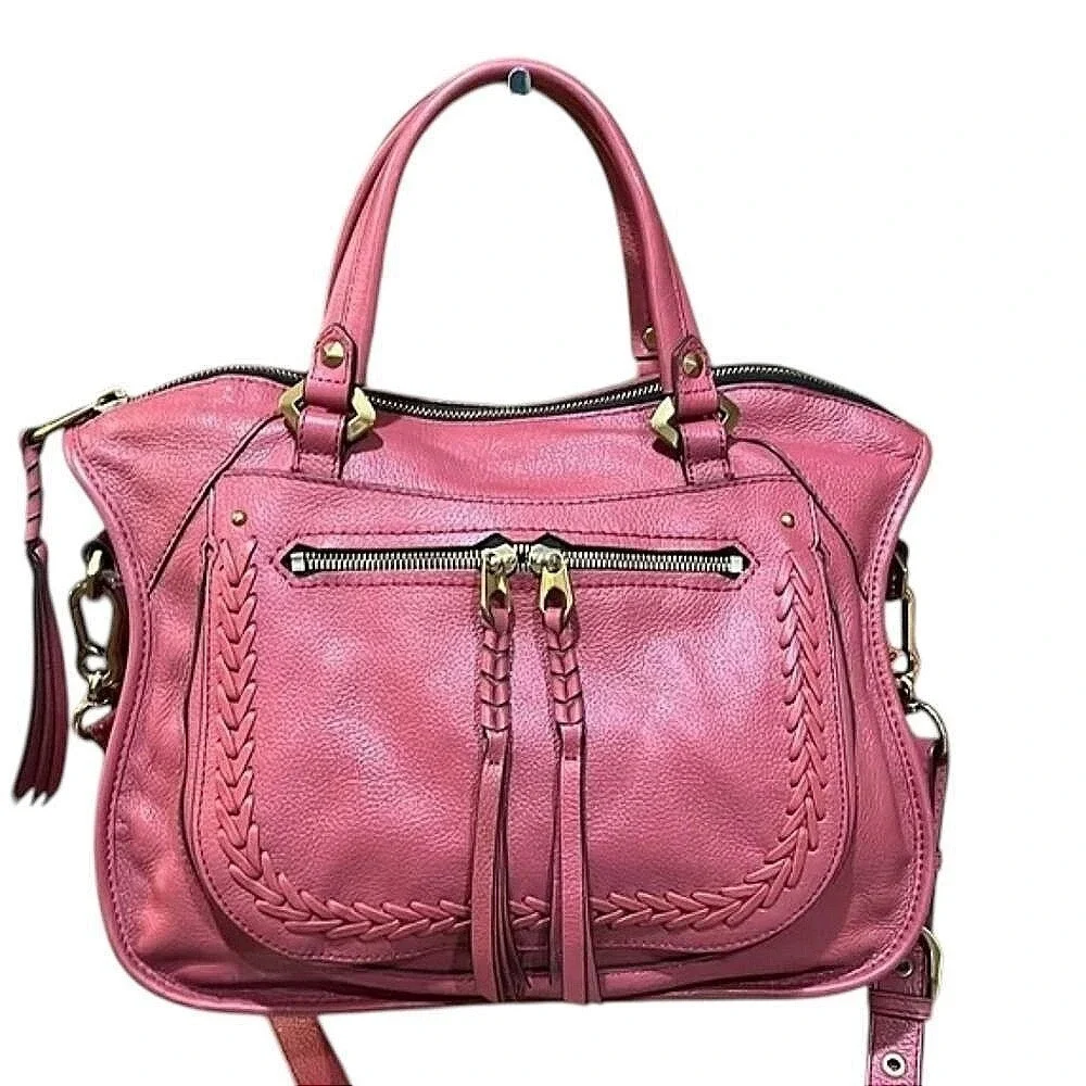 orYANY Sarah Pebble‎ Leather Satchel Crossbody Marsala with Braided Detail